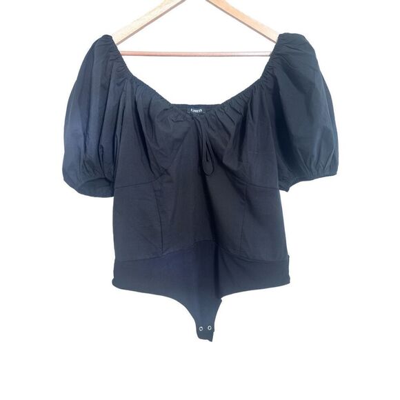 Express black puff sleeve smocked bodysuit sz xl - Picture 1 of 7